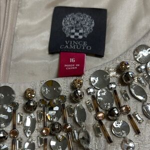 Vince Camuto Embellished Dress in Cream and Silver